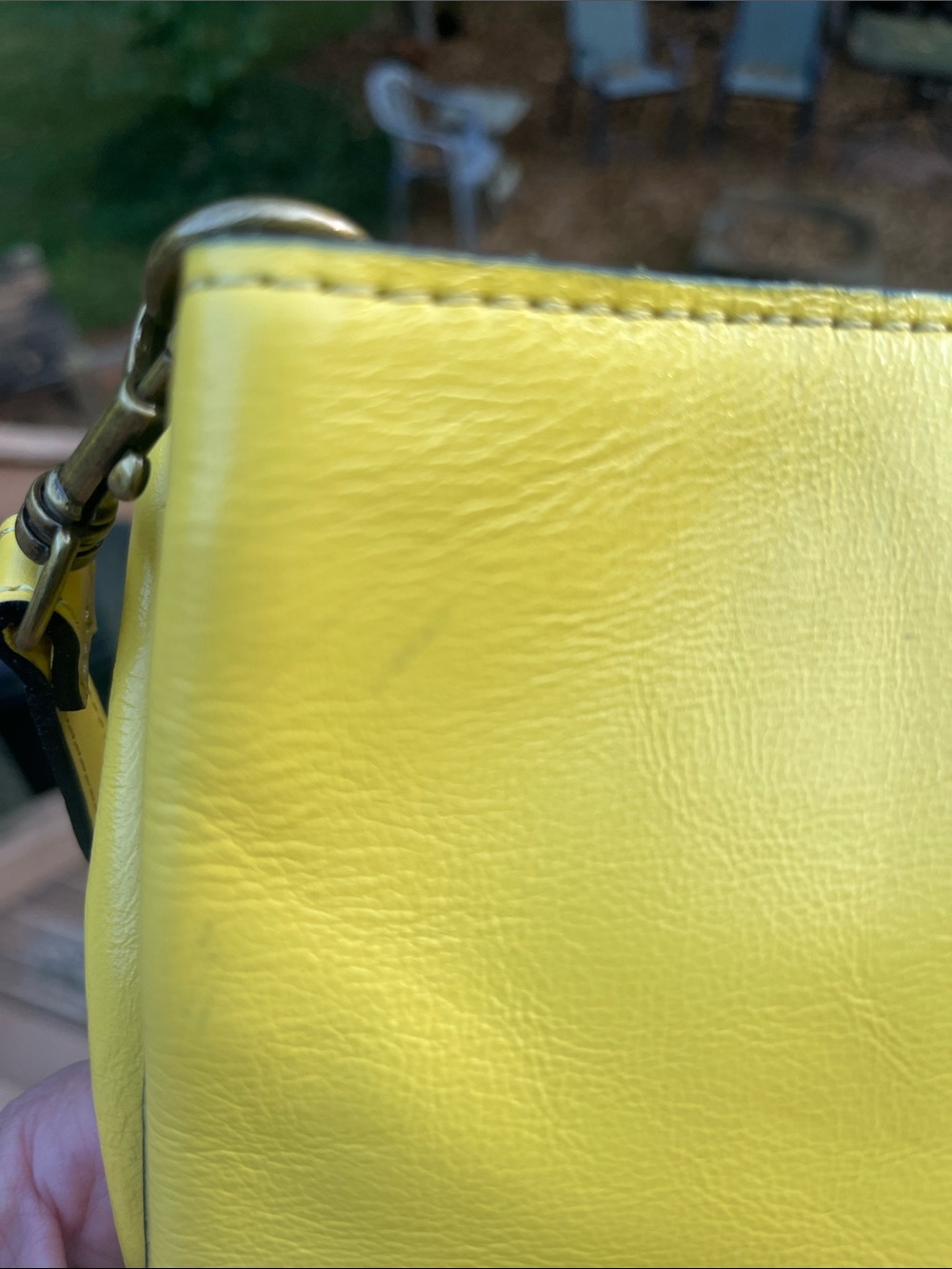 Patricia Nash Bright Yellow Leather Chain-Accent Crossbody - Picture 15 of 16